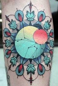 Colore di gamba misteriosa foto di tatuaggi di fiori geometrici