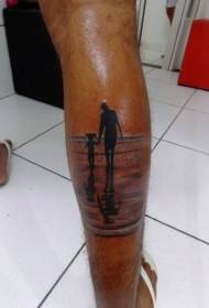 Noha černá otec a dcera tetování vzor