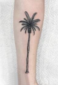 Mädchen Kalb auf schwarzem Dorn einfache abstrakte Linie Pflanze Kokospalme Tattoo Bild
