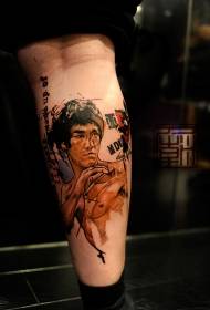 Ben moderne stil farge Bruce Lee portrett tatovering