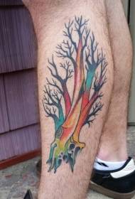 splendido modello di tatuaggio bellissimo albero fantasia polpaccio