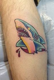 Noha maľované karikatúra malý žralok tetovanie vzor