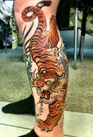 Wspaniały kolorowy tatuaż duży diabeł tygrys