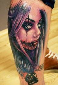 culore di gamba scary dead santa girl pattern di tatuaggi