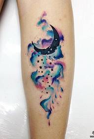 inchiostro del vitello con motivo a tatuaggio con piccole stelle di luna fresca