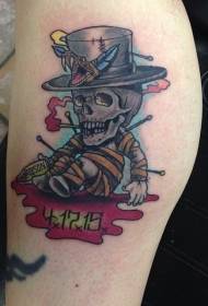 Voodoo bábika tetovanie vzor s nohami farebný klaun