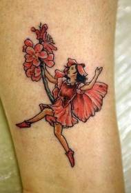legged barva běžící dívka s květinový vzor tetování