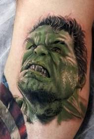 Jalkojen väri vihainen Hulk muotokuva tatuointi