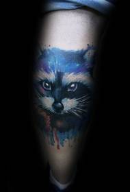 Legge di watercolor style raccoon mudellu di tatuaggi