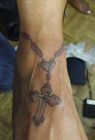 脚踝经典的十字架纹身图案
