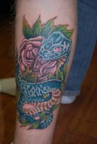 Blue snake and purple rose shank pattern