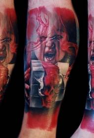 Βόειο χρώμα τρόμου τρόμου αιματηρό σχέδιο τέρας τατουάζ τέρας