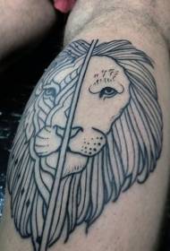 Μαλλιά απλή γραμμή σχεδίασης μαύρο μοτίβο τατουάζ λιονταριού
