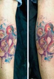 Akvarell stänk bläck bläckfisk tatuering mönster