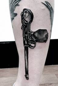 Modellu di tatuaggi di pistola d'annata di gravure negra
