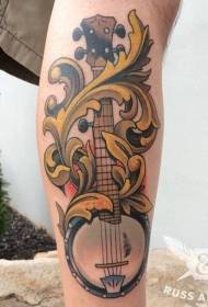Сәндік татуировкасы бар бұзау түсті Мексикалық гитара