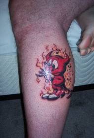 Modello del tatuaggio del piccolo diavolo rosso del fumetto del vitello