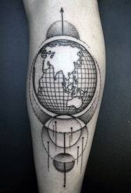 Modello di tatuaggio pianeta nero stile spina di vitello