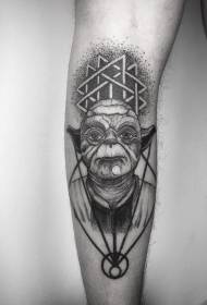 Linijski ukras gravira crni točkast trn Yoda tetovaža uzorak