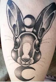Calf thorn style black moon rabbit tattoo pattern