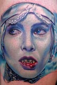 Gražiai atrodantys akvarelės vampyro merginos tatuiruotės modeliai