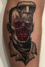Shank surrealisme kleur monster gesig tattoo patroon
