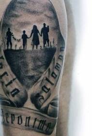 Litreacha maithe Shank le patrún tattoo portráidí teaghlaigh