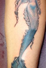 Mirinda blua sirena tatuo ŝablono