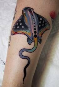 Леп узорак тетоважа лигње у облику цртаних боја