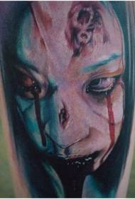 Eng gekleurd bloedige zombie vrouw tattoo patroon