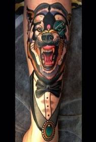 Kalb gemalt böse Wolf Anzug Tattoo Muster tragen