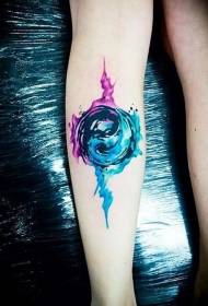 Bela bovido speciala azia logo akvarela stilo yin yang gossip tatuaje ŝablono