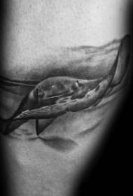Modello tatuaggio realistico calamari subacquei in bianco e nero