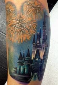 Modello di tatuaggio bellissimo castello dipinto e medievale molto bello