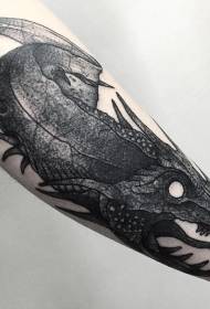 Modello di tatuaggio di coccodrillo fantasia nera stile intaglio braccio piccolo