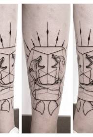 Strana volpe nera di vitello con motivo a tatuaggio geometrico