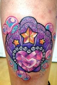 Vasikka kaunis värilliset sydämenmuotoiset timantit ja tähdet tatuointikuvio