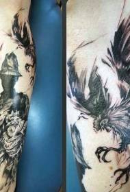 Vitellu misteriosu cazzu neru cù ritrattu di tatuaggi