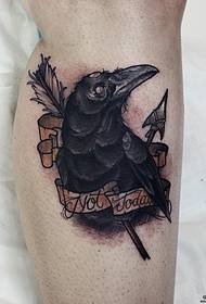 Calf arrow stab crow seanphátrún tattoo scoile