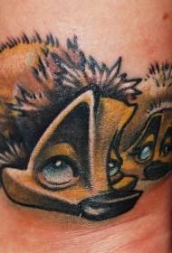 Divertido patrón de tatuaxe de ourizo pintado