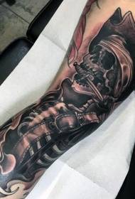 Mguu mweusi mtindo wa kijivu pirate dagger tatoo