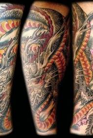 Japanski oslikani uzorak tetovaže zmaja i trešnje
