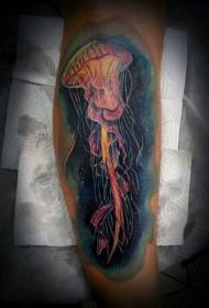 Patrón de tatuaxe de medusa mariña pintada realista