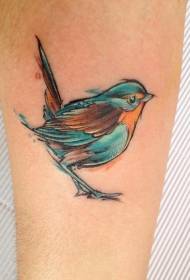 Patrón de tatuaje de pájaro lindo estilo acuarela