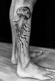 Model de tatuaj de meduze alb-negru de vițel