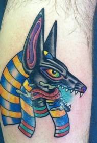 Mfano wa rangi ya mguu Anubis tattoo