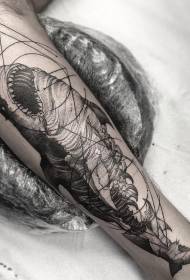 Klasično crno graviranje uzorak zombi morskih pasa tetovaža