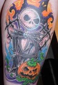 Cartoon style monster and pumpkin tattoo pattern