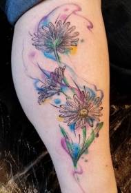 Teľa jednoduchý tetovanie kvetina vzor normálnej farby