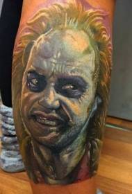 Benfärg skräckstil onda monster porträtt tatuering mönster